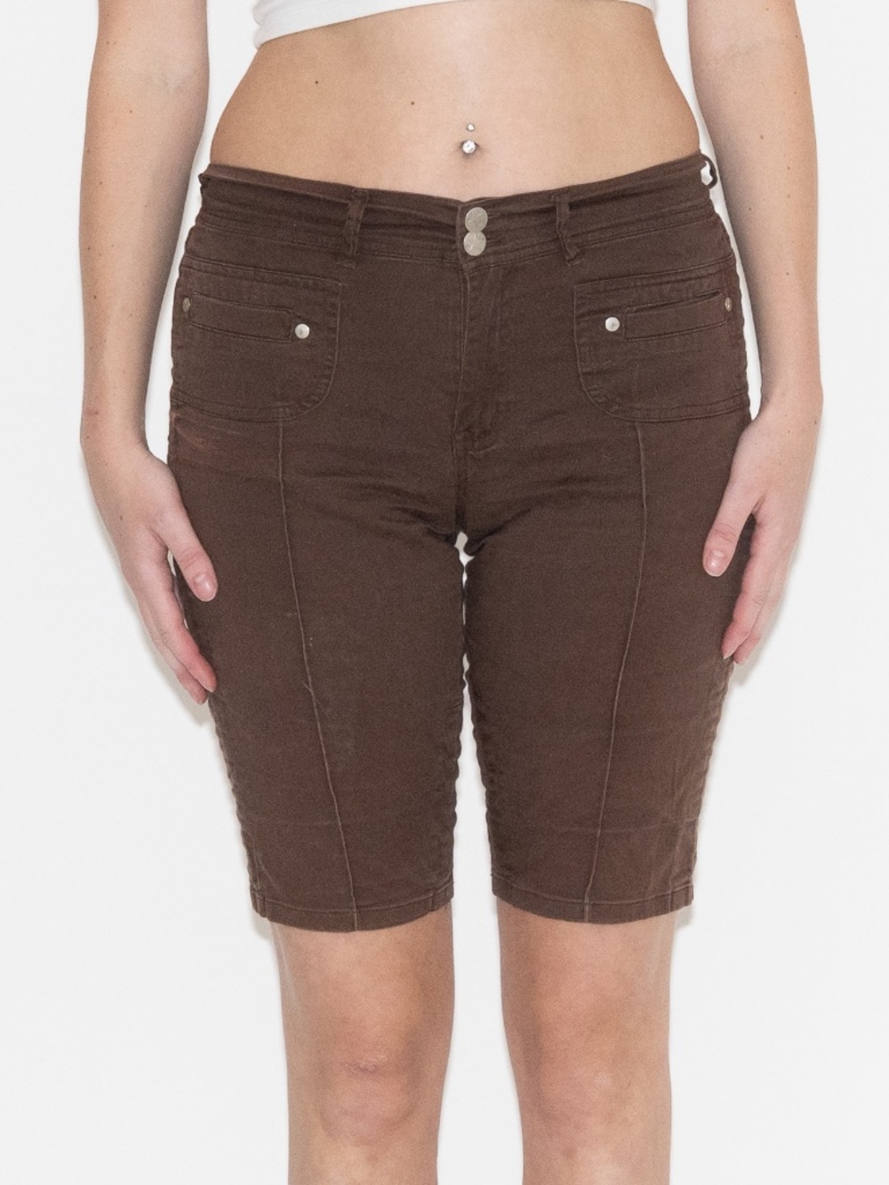 Y2k low rise bermuda shorts brown size medium zoey Beth cotton spandex